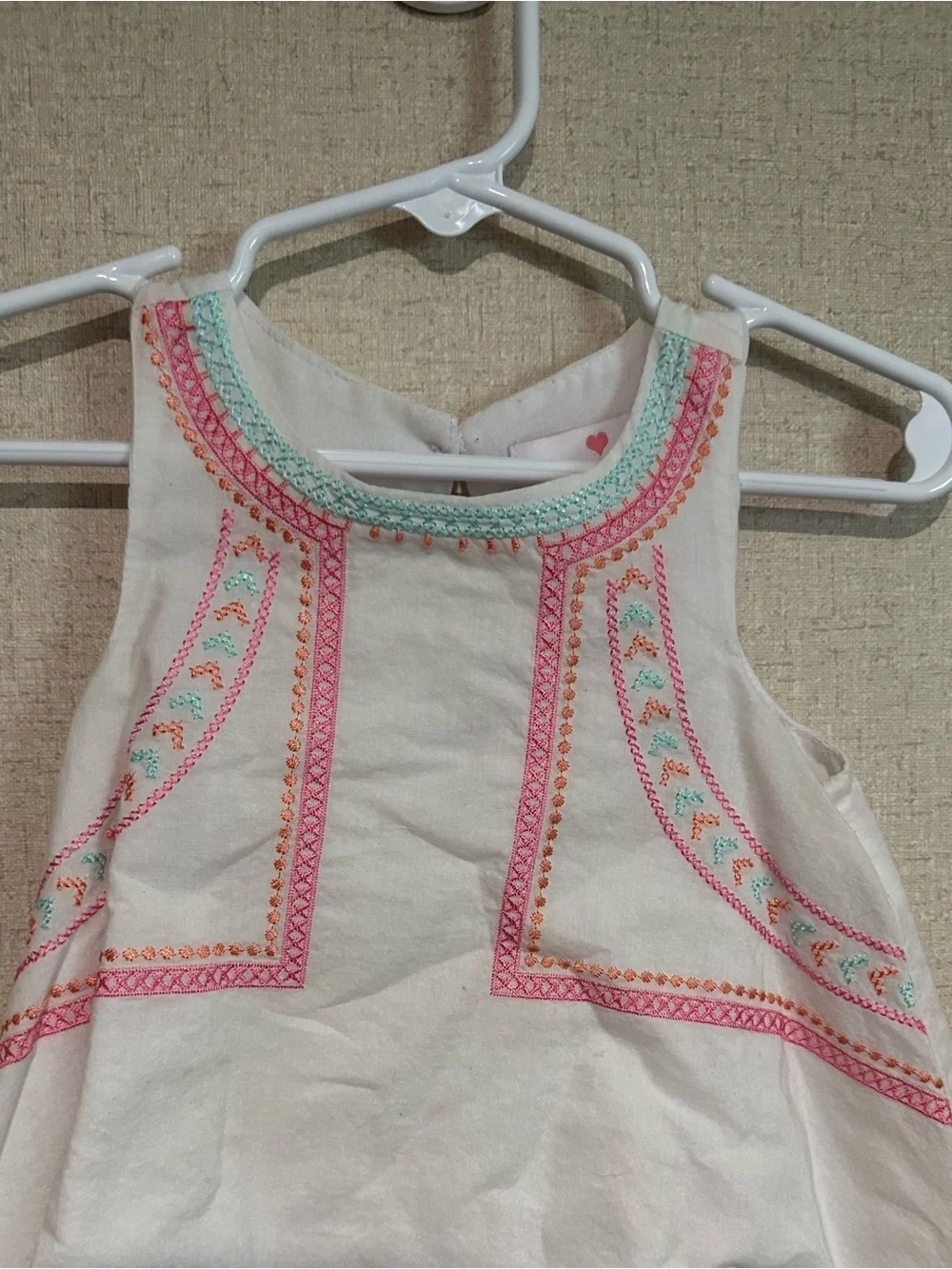 Lulurain 12M Embroidered White Kids Dress with Pink & Mint Accents